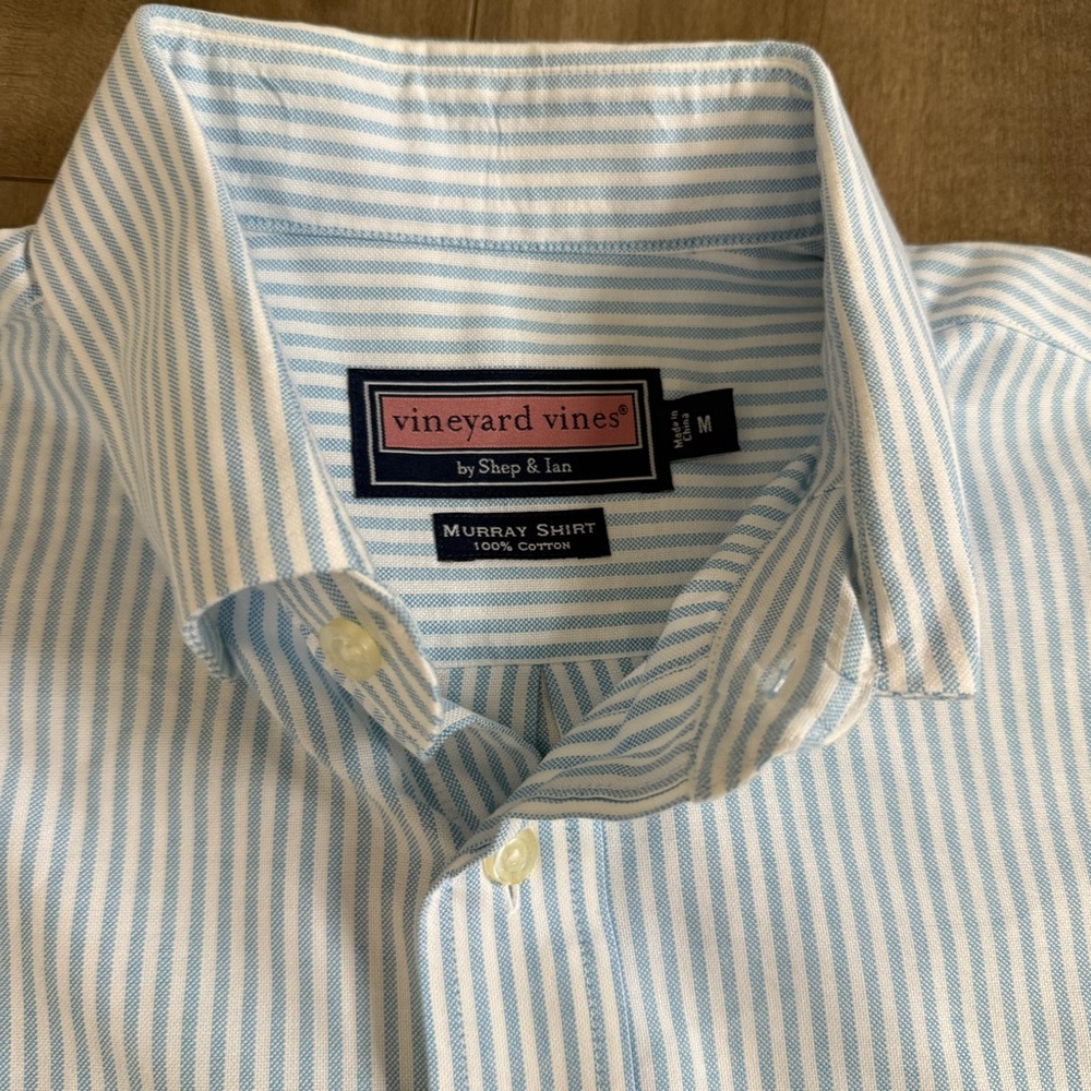 Vineyard‎ Vines Murray Shirt Button Down Medium Blue White Stripe Preppy Classic